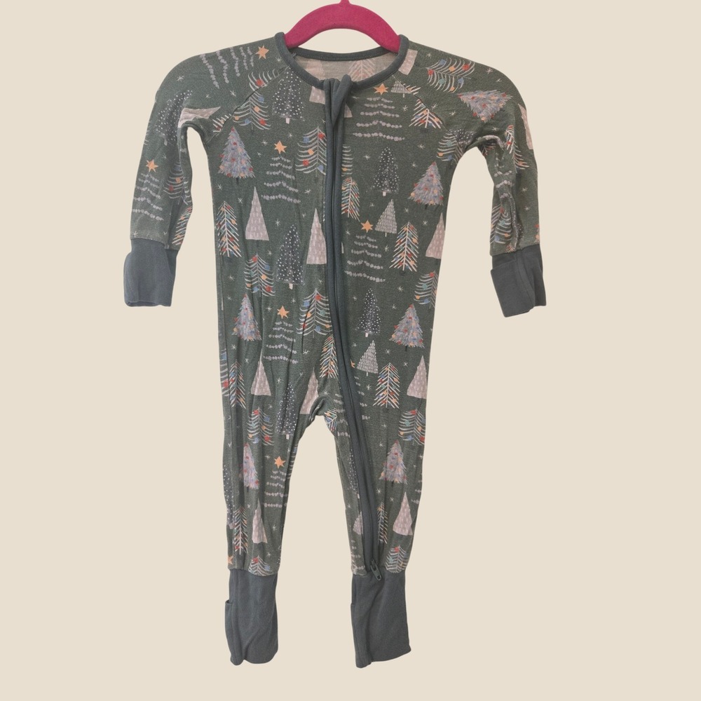 Little Sleepies Christmas Trees Bamboo Zippy Sleeper Green 3-6 Months